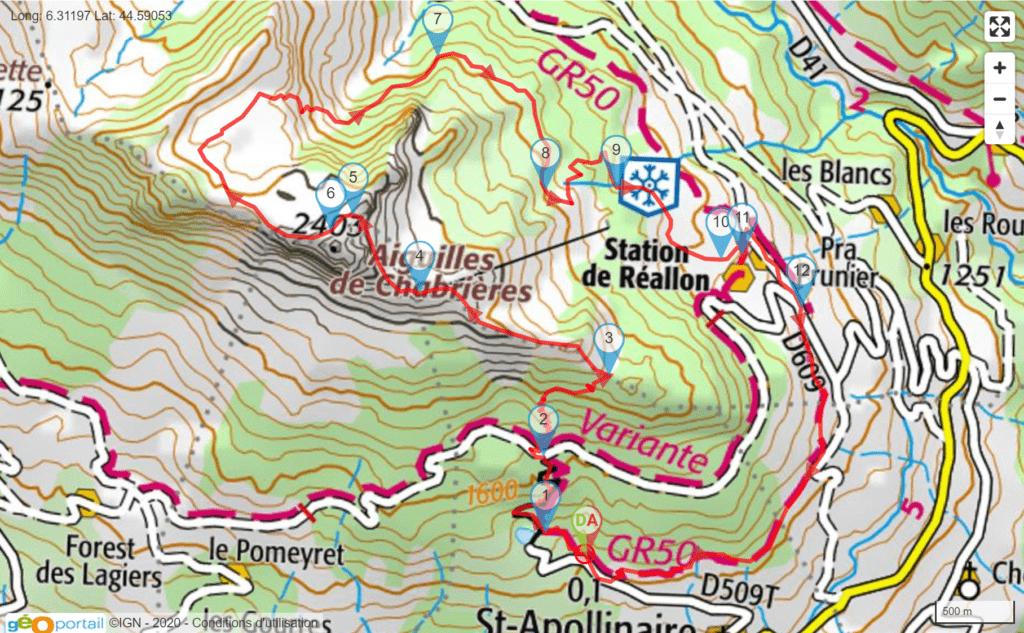 Carte IGN Rando Aiguilles Chabrières