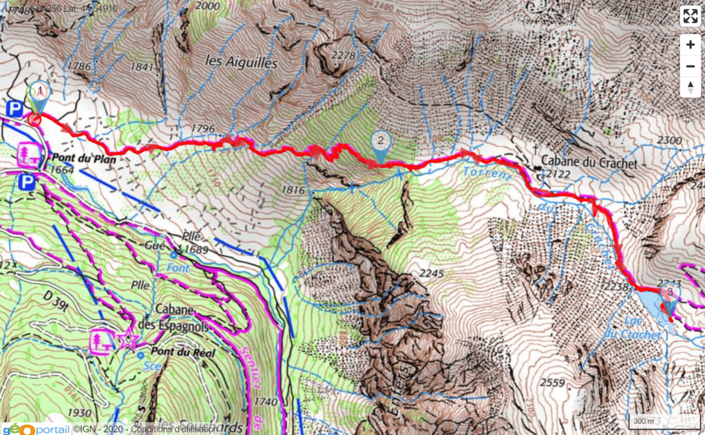 Carte IGN Rando Lac du Crachet