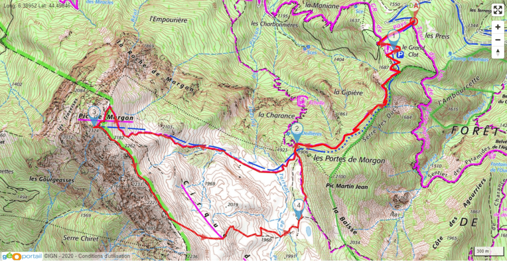 Carte IGN Rando Pic de Morgon